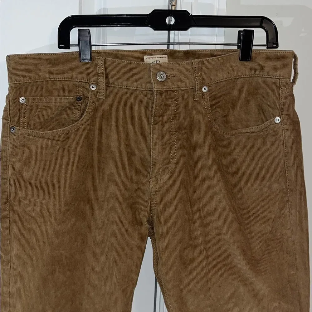 J Crew 5 pocket casual Gold Tan Corduroy pants trousers 36 x 29 1/2 (34x30) M